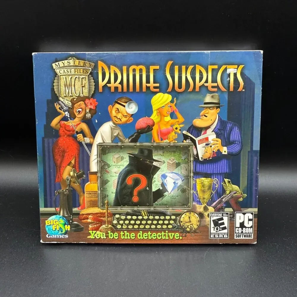PC Mixed Game Lot of 4 Solitaire Wheel of Fortune Prime Suspects Trophy Bass